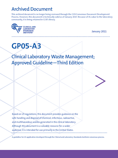 Clinical Laboratory Waste Management, 3rd Edition