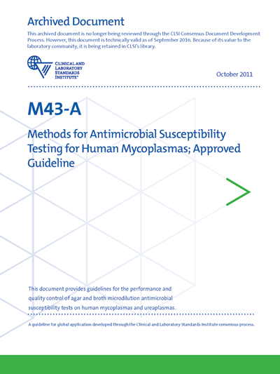 Methods for Antimicrobial Susceptibility Testing for Human Mycoplasmas, 1st Edition