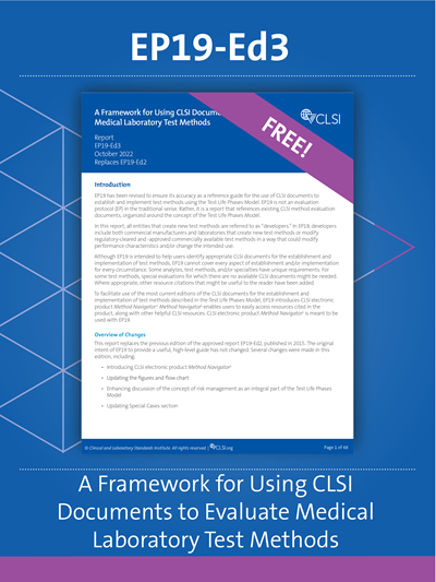 A Framework for Using CLSI Documents to Evaluate Medical Laboratory Test Methods, 3rd Edition