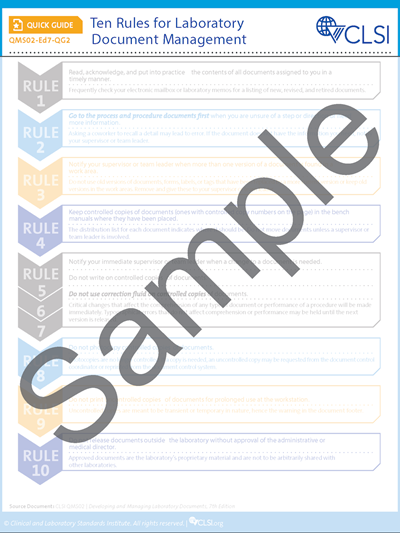Ten Rules for Laboratory Document Management Quick Guide, 7th Edition