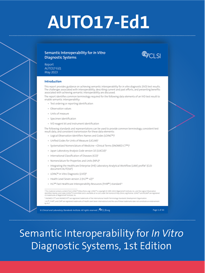 Semantic Interoperability for In Vitro Diagnostic Systems, 1st Edition